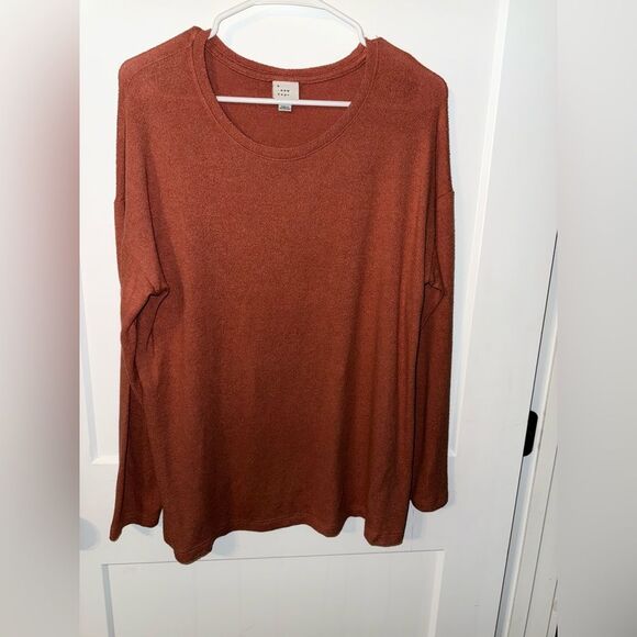 A New Day Brown Long Sleeve Relaxed T-Shirt - Picture 1 of 5